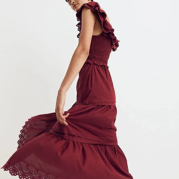 NWOT / Madewell Petite Lucie Embroidered Cotton Midi Dress - Picture 3 of 9